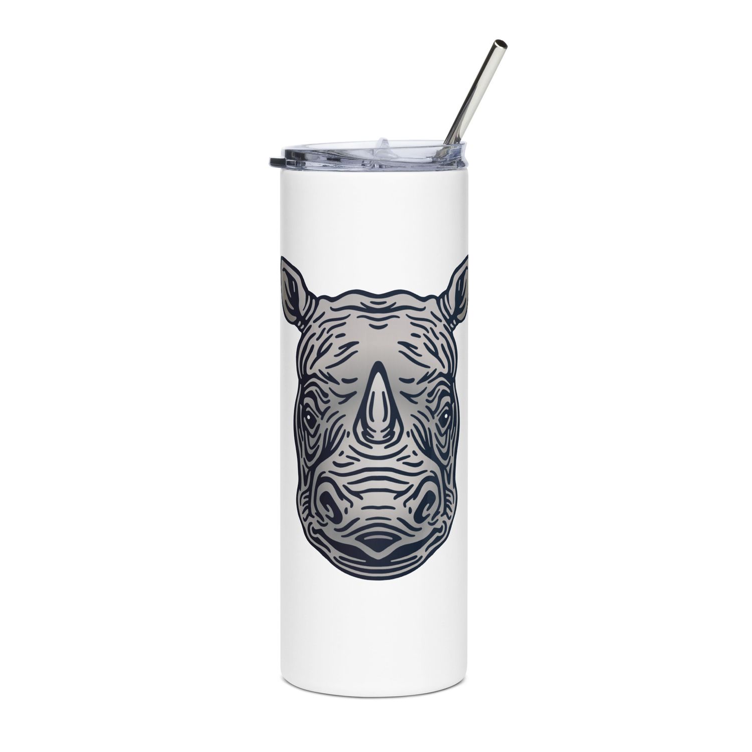 Endangered Javan Rhinoceros Portrait Stainless Steel Tumbler