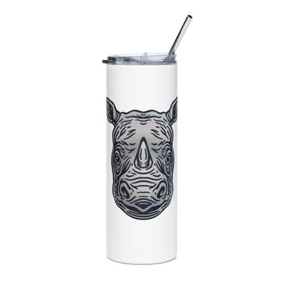 Endangered Javan Rhinoceros Portrait Stainless Steel Tumbler