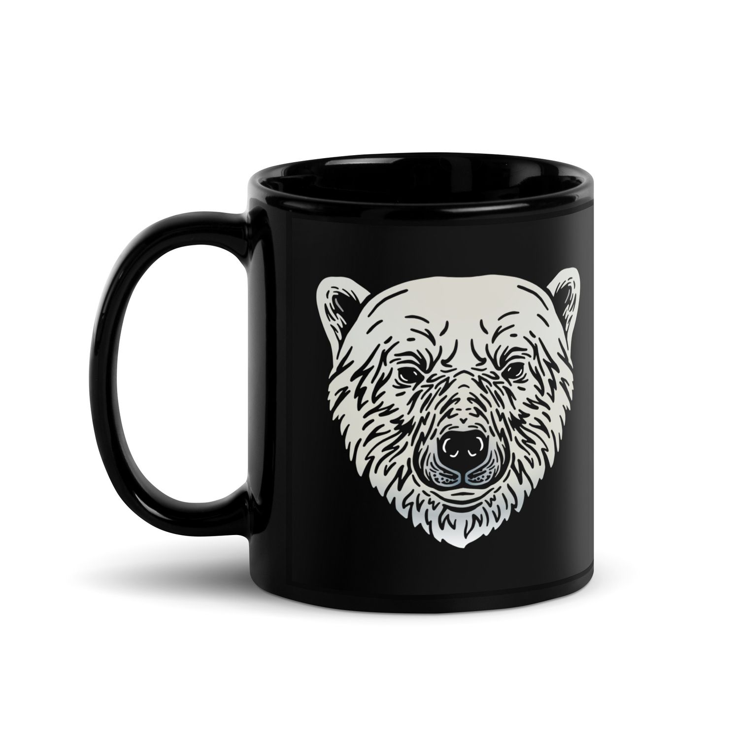 Endangered Polar Bear Portrait Black Coffee Mug