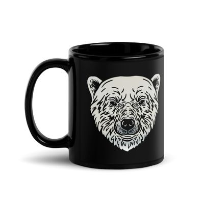 Endangered Polar Bear Portrait Black Coffee Mug