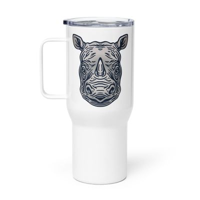 Endangered Javan Rhinoceros Portrait Travel Mug with a Handle