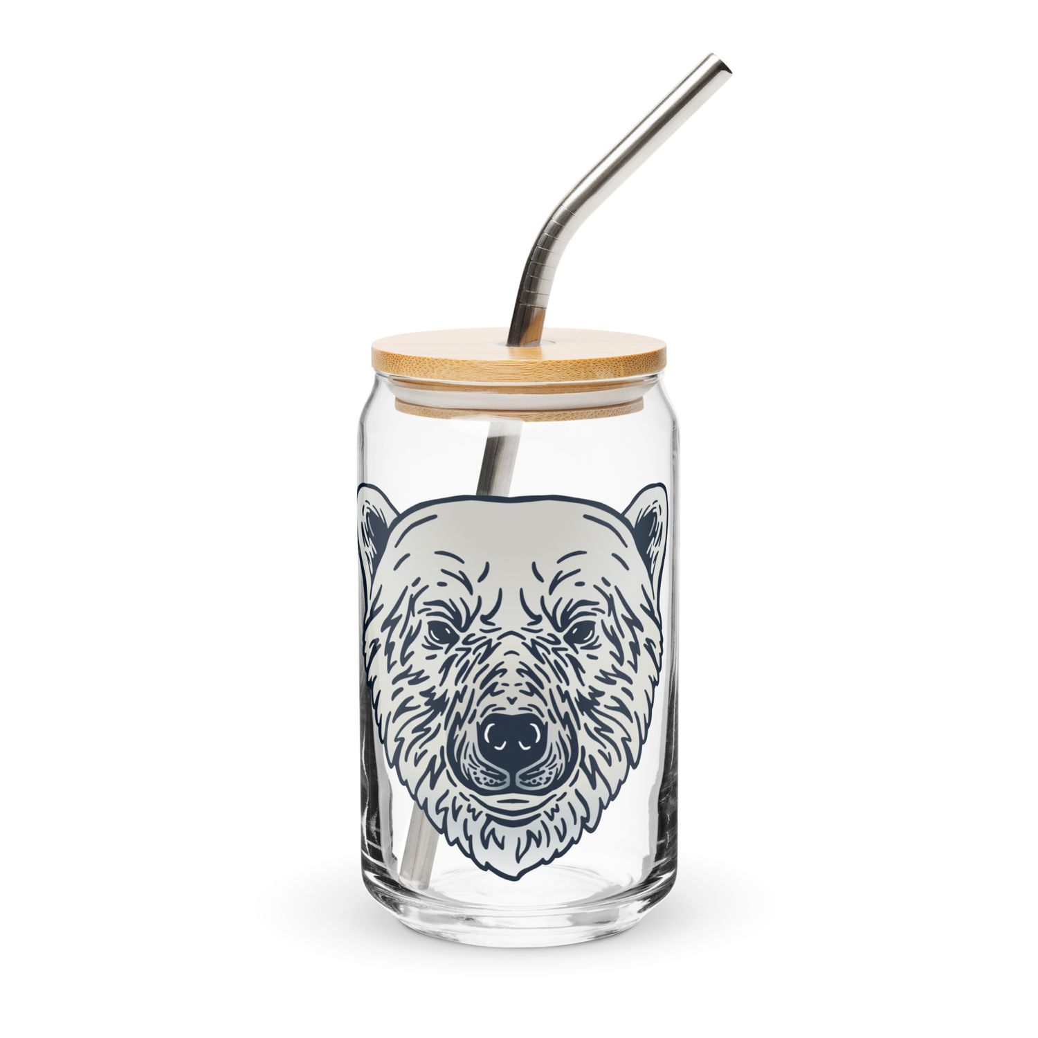 Endangered Polar Bear Portrait Can-Shaped Glass