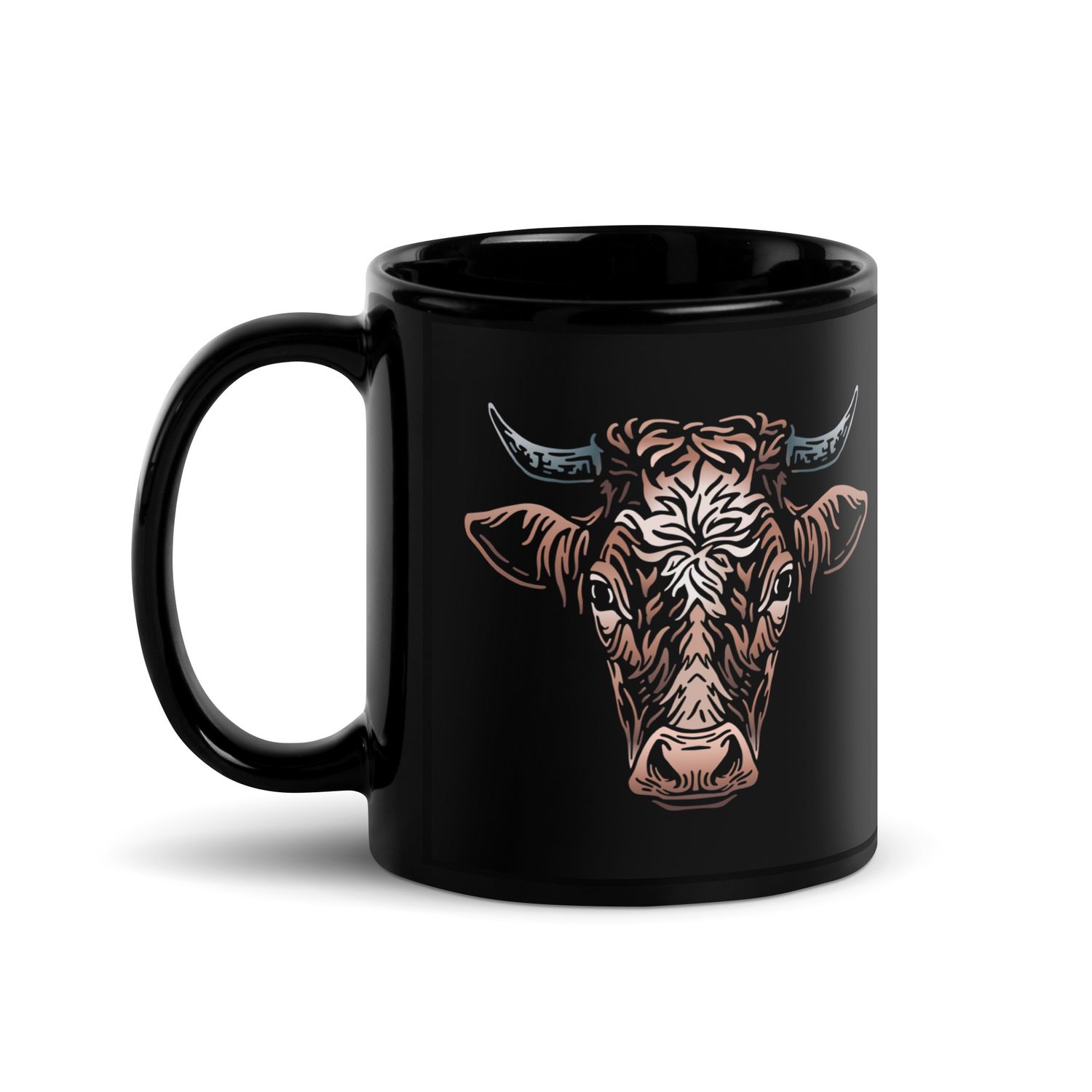 Farm Cow Portrait Black Coffee Mug