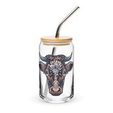 Farm Cow Portrait Can-Shaped Glass