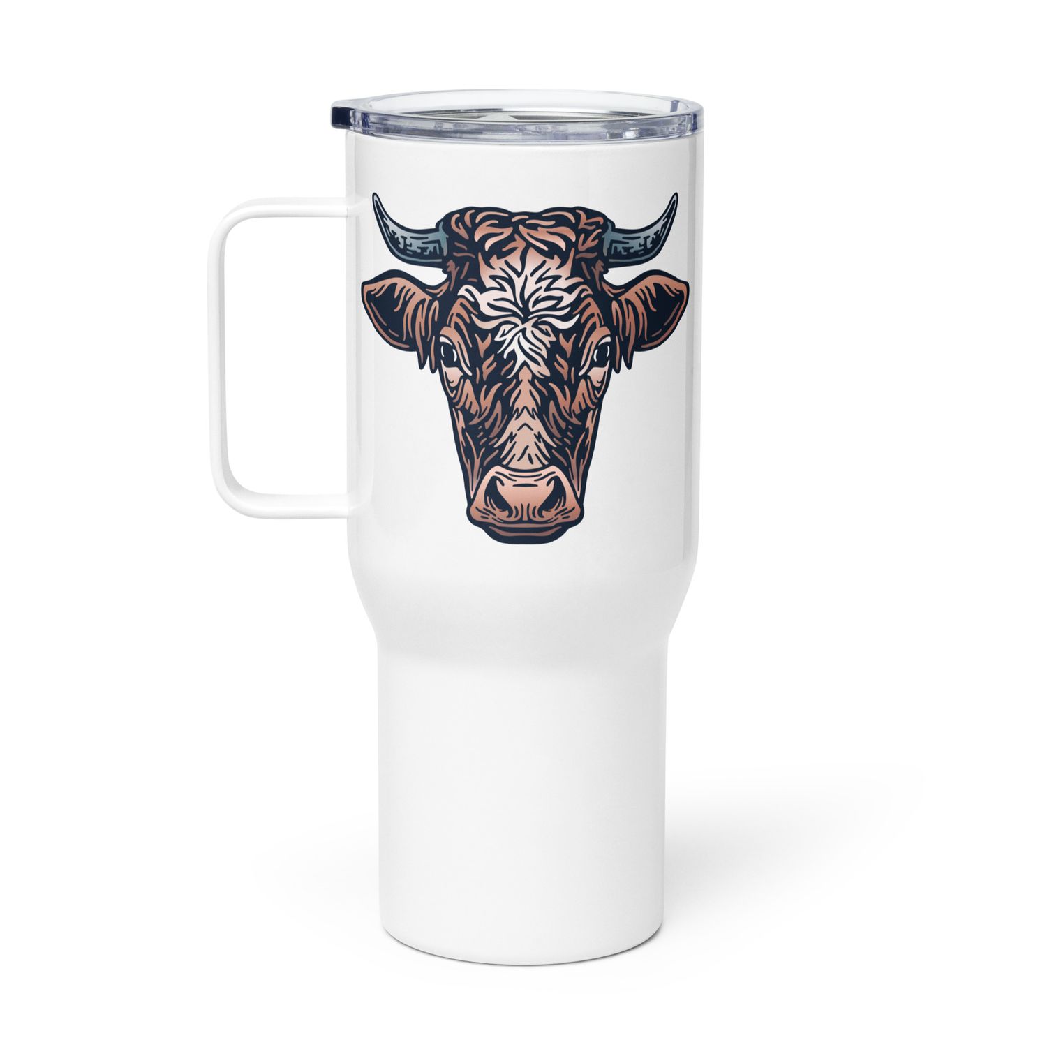 Farm Cow Portrait Travel Mug with a Handle