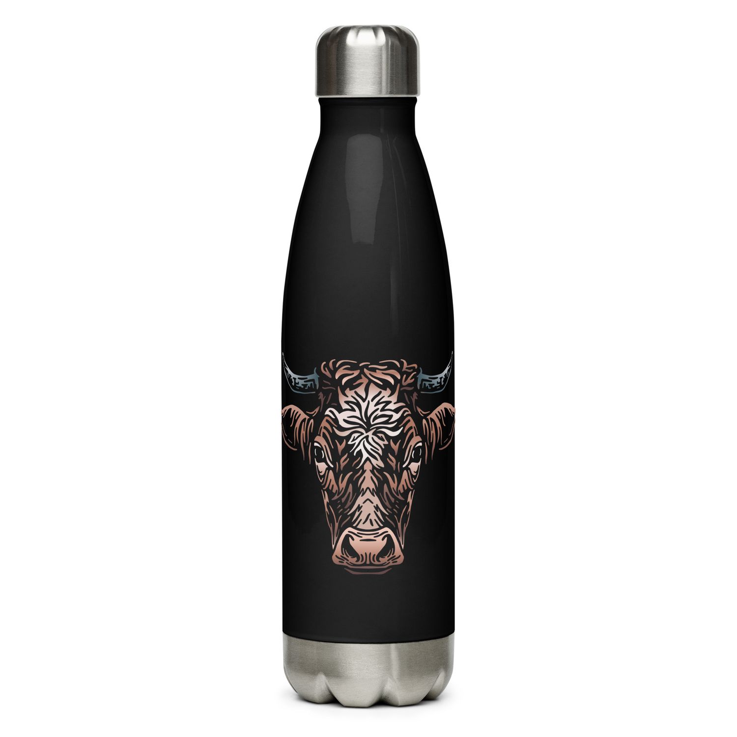 Farm Cow Portrait Stainless Steel Water Bottle