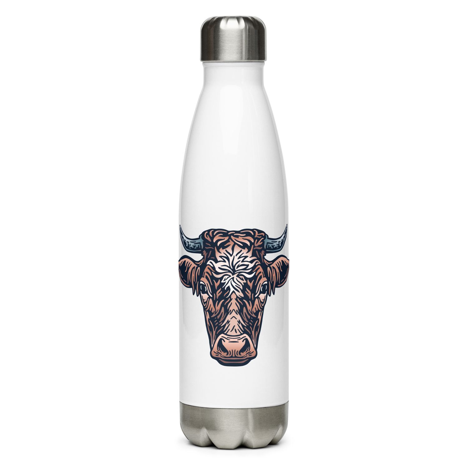 Farm Cow Portrait Stainless Steel Water Bottle
