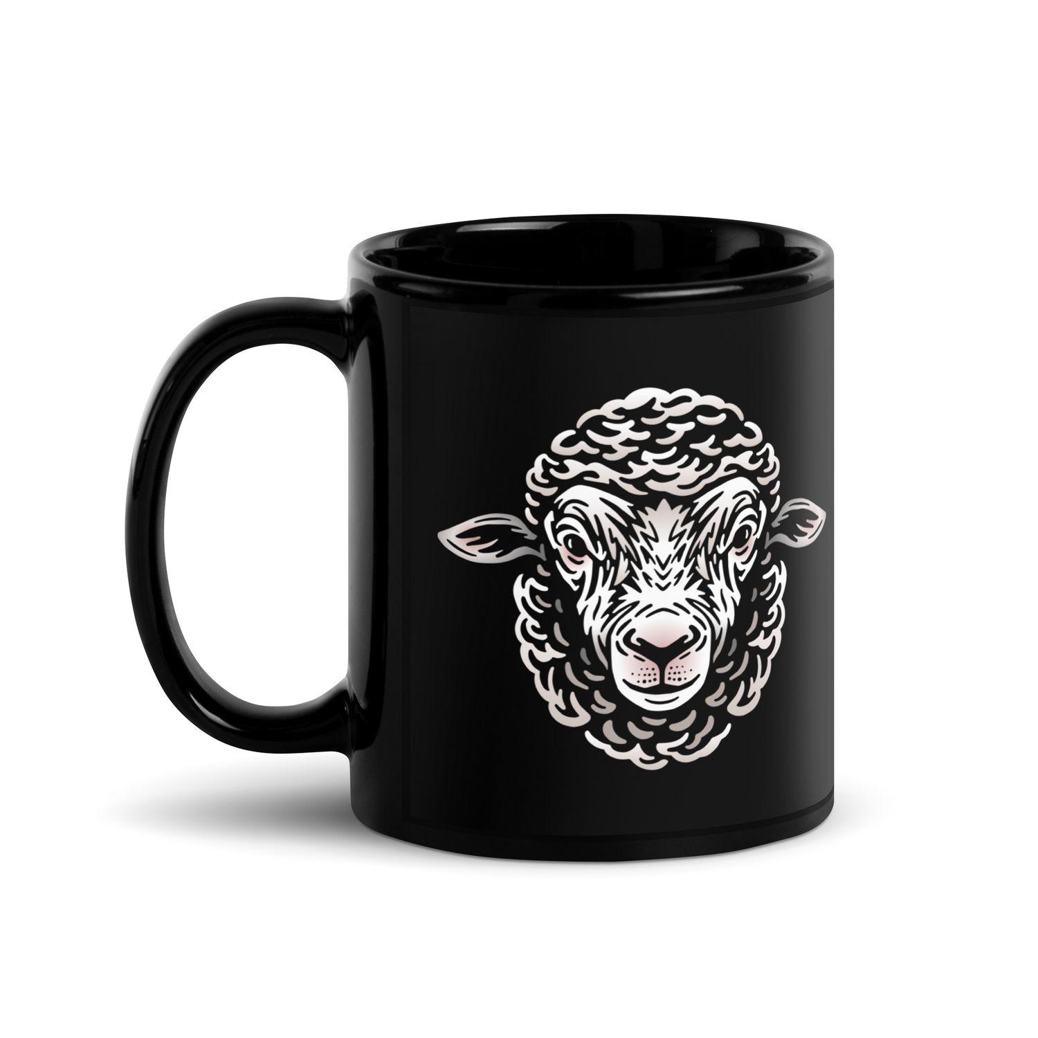 Farm Sheep Portrait Black Coffee Mug