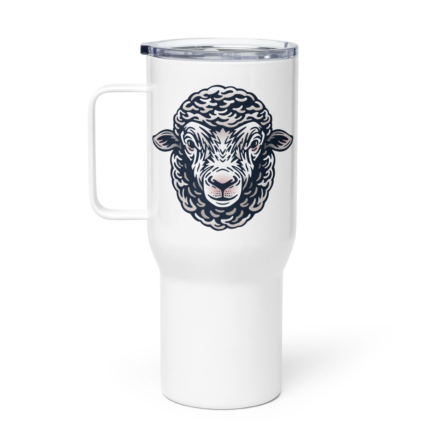 Farm Sheep Portrait Travel Mug with a Handle