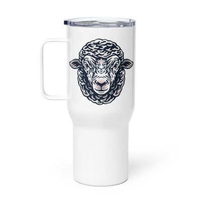 Farm Sheep Portrait Travel Mug with a Handle