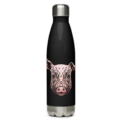 Farm Pig Portrait Stainless Steel Water Bottle