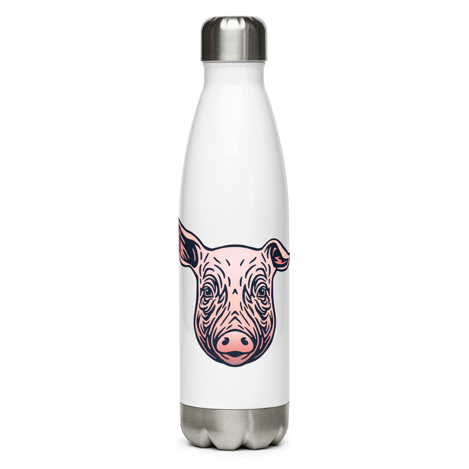 Farm Pig Portrait Stainless Steel Water Bottle