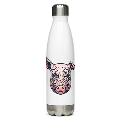 Farm Pig Portrait Stainless Steel Water Bottle
