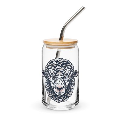 Farm Sheep Portrait Can-Shaped Glass