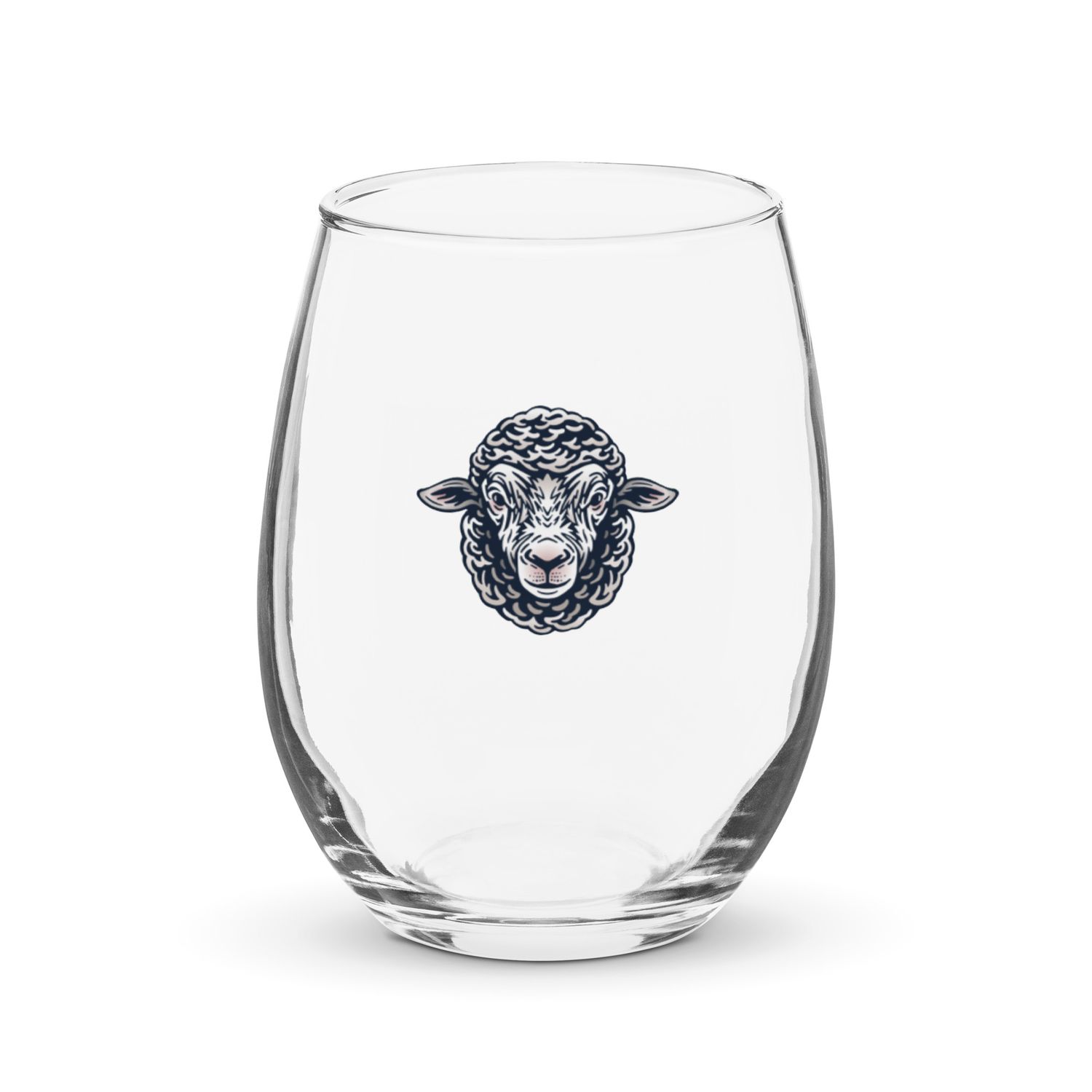 Farm Sheep Portrait Stemless Wine Glass