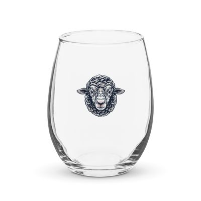 Farm Sheep Portrait Stemless Wine Glass