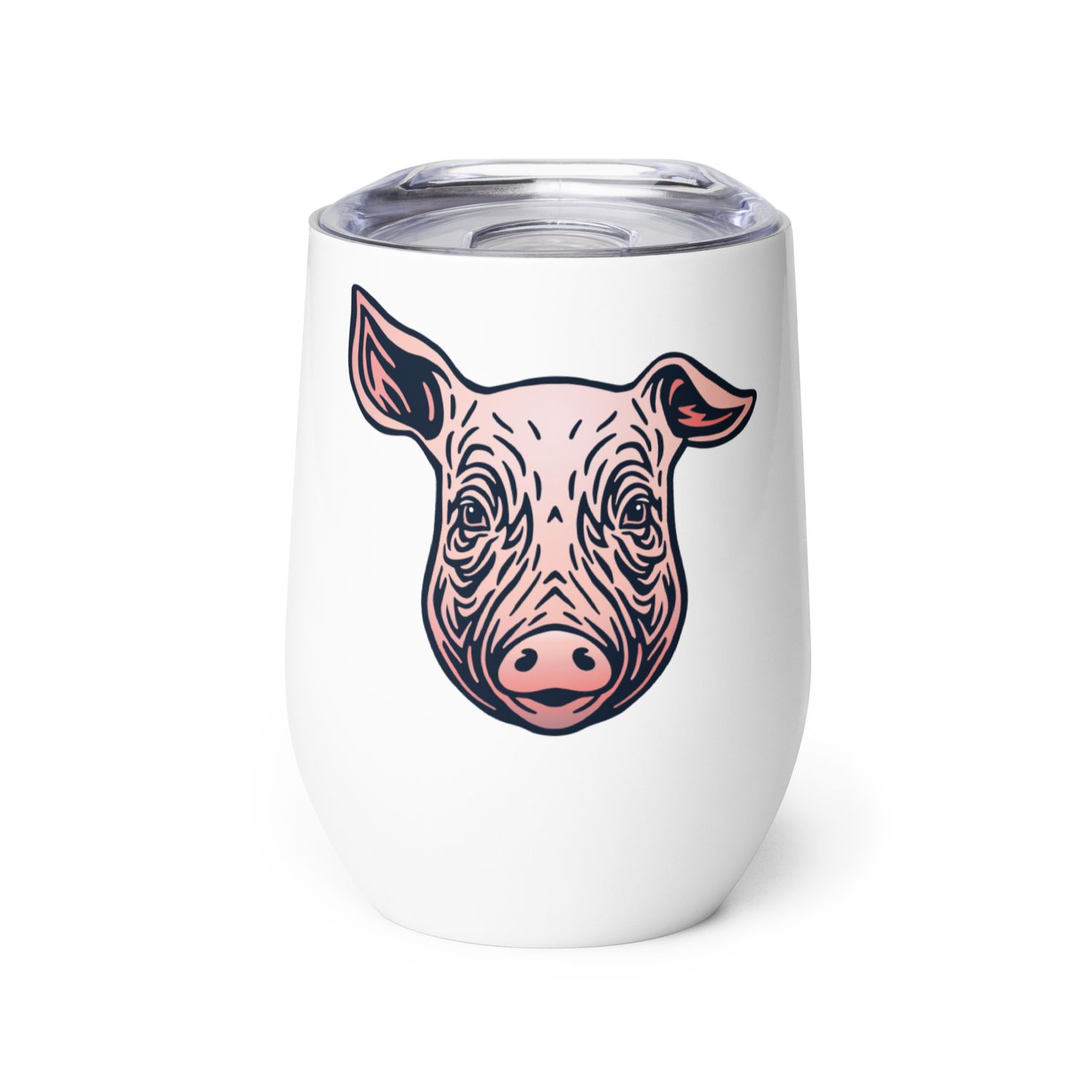 Farm Pig Portrait Wine Tumbler