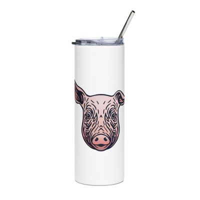 Farm Pig Portrait Stainless Steel Tumbler