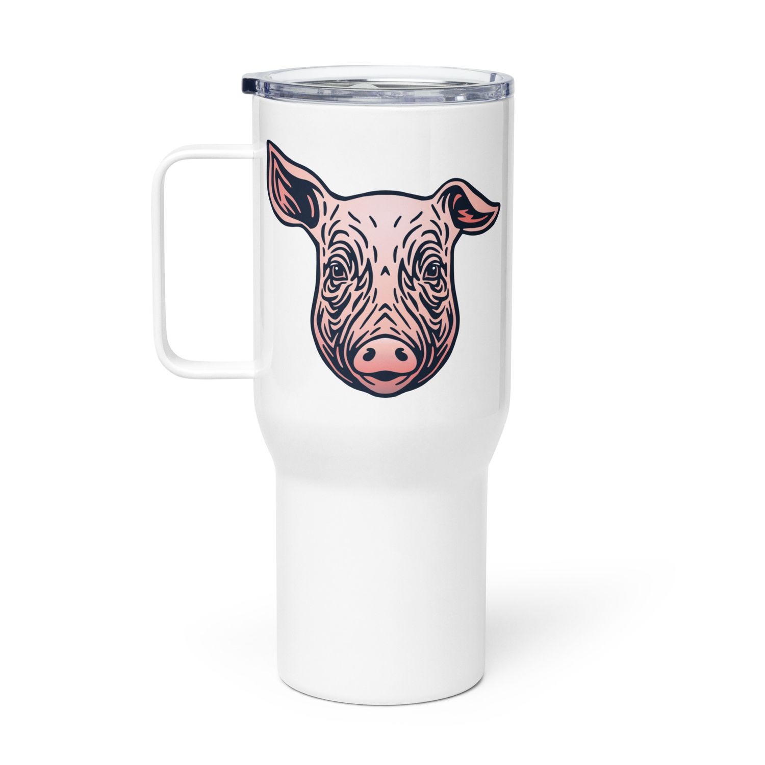 Farm Pig Portrait Travel Mug with a Handle