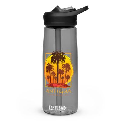 Antigua Sunset Palms, Tourist Vacation Sports Water Bottle