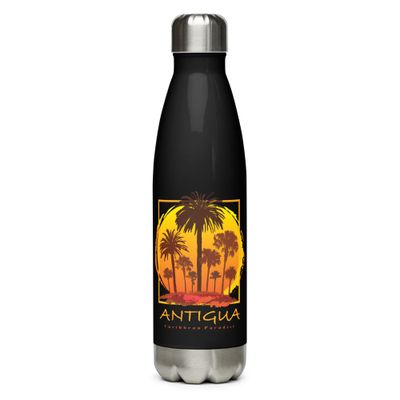 Antigua Sunset Palms, Tourist Vacation Stainless Steel Water Bottle