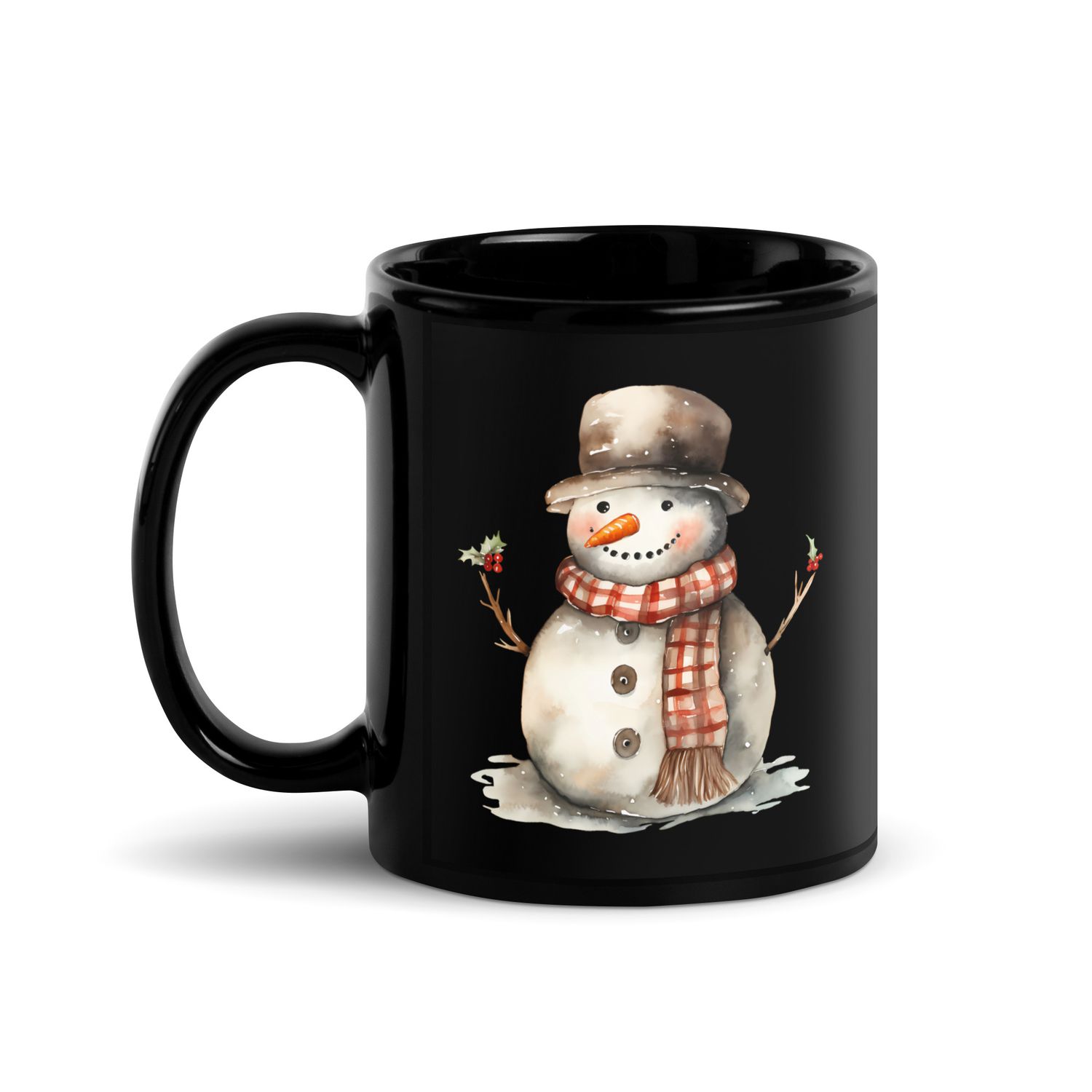 Christmas Snowman 1 Black Coffee Mug