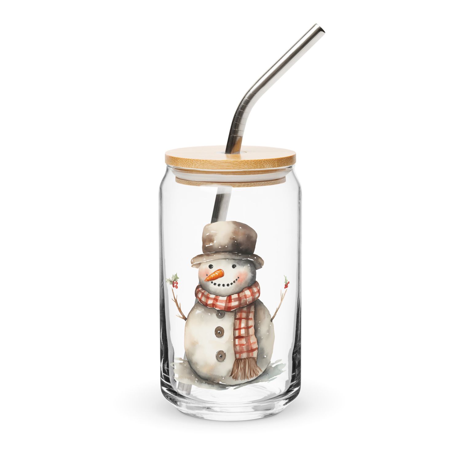 Christmas Snowman 1 Can-Shaped Glass