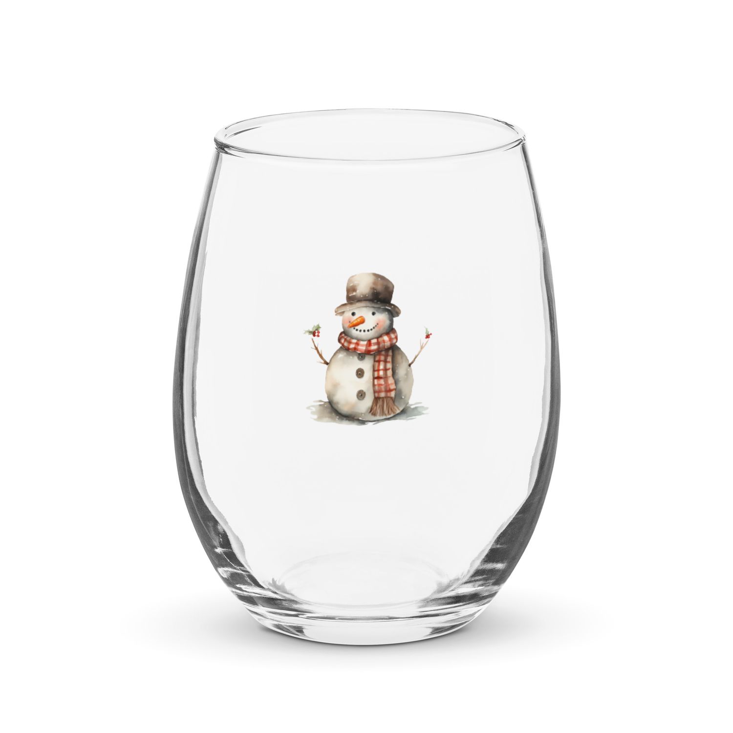 Christmas Snowman 1 Stemless Wine Glass