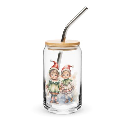 Christmas Elves 1 Can-Shaped Glass