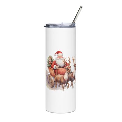 Santa and his Reindeers 1 Stainless Steel Tumbler