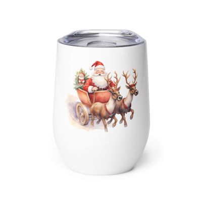 Santa and his Reindeers 1 Wine Tumbler
