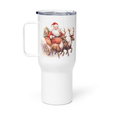 Santa and his Reindeers 1 Travel Mug with a Handle
