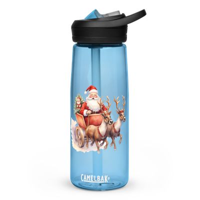 Santa and his Reindeers 1 Sports Water Bottle