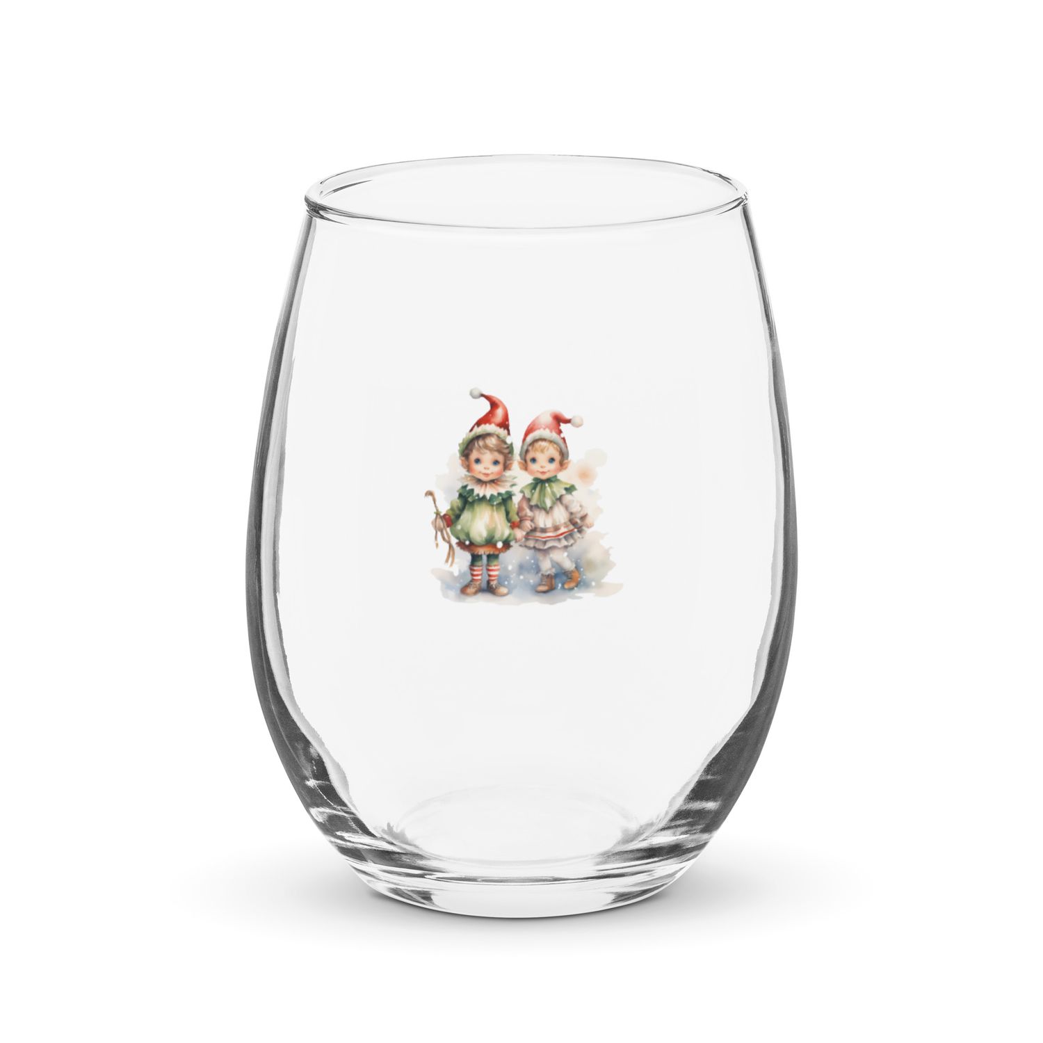 Christmas Elves 1 Stemless Wine Glass