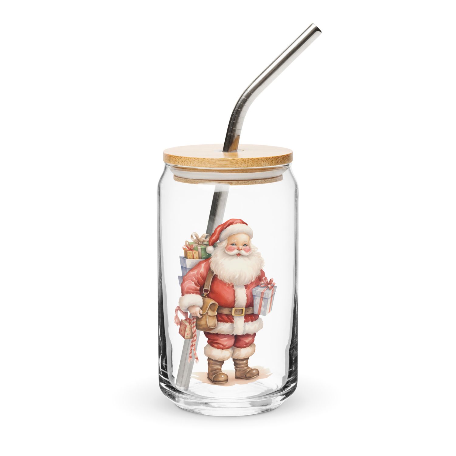 Santa Claus (#3) Can-Shaped Glass