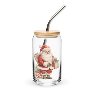 Santa Claus 2 Can-Shaped Glass