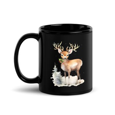 Christmas Reindeer 1 Black Coffee Mug