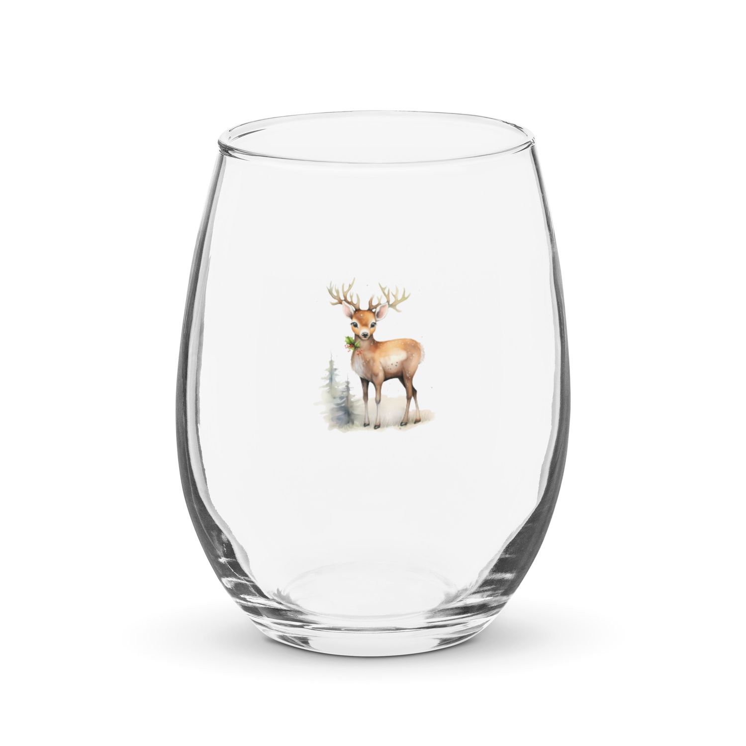 Christmas Reindeer 1 Stemless Wine Glass
