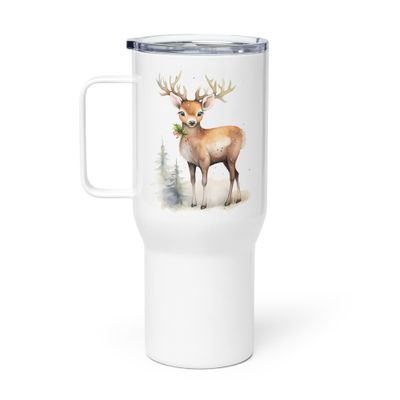 Christmas Reindeer 1 Travel Mug with a Handle