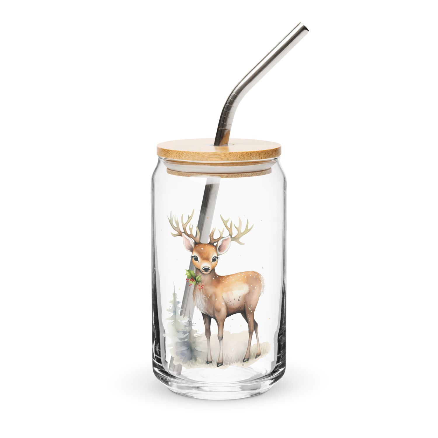 Christmas Reindeer 1 Can-Shaped Glass