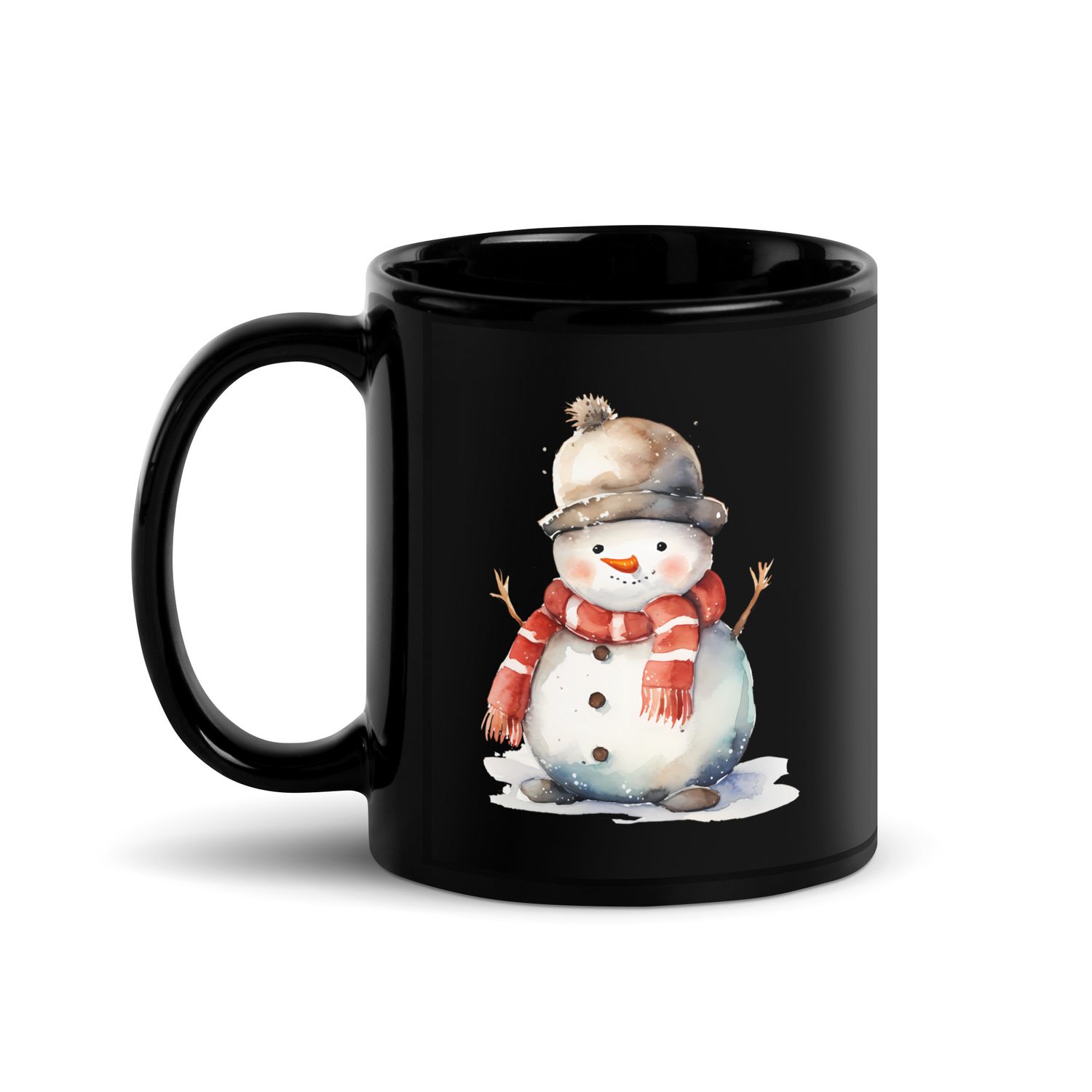 Christmas Snowman 2 Black Coffee Mug