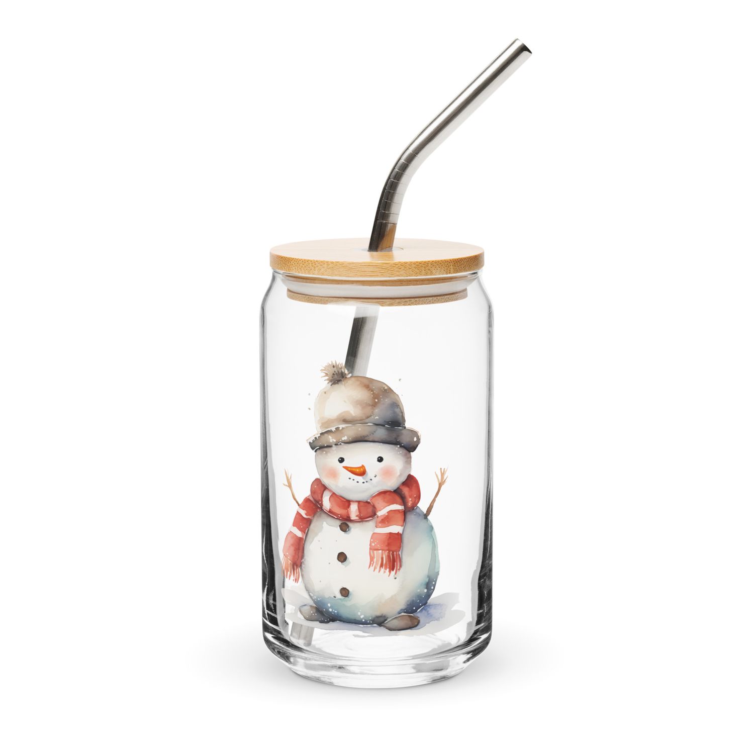 Christmas Snowman 2 Can-Shaped Glass