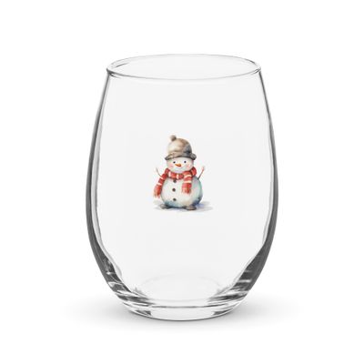 Christmas Snowman 2 Stemless Wine Glass
