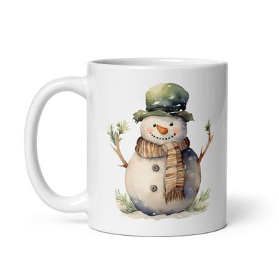 Christmas Snowman 3 White Coffee Mug