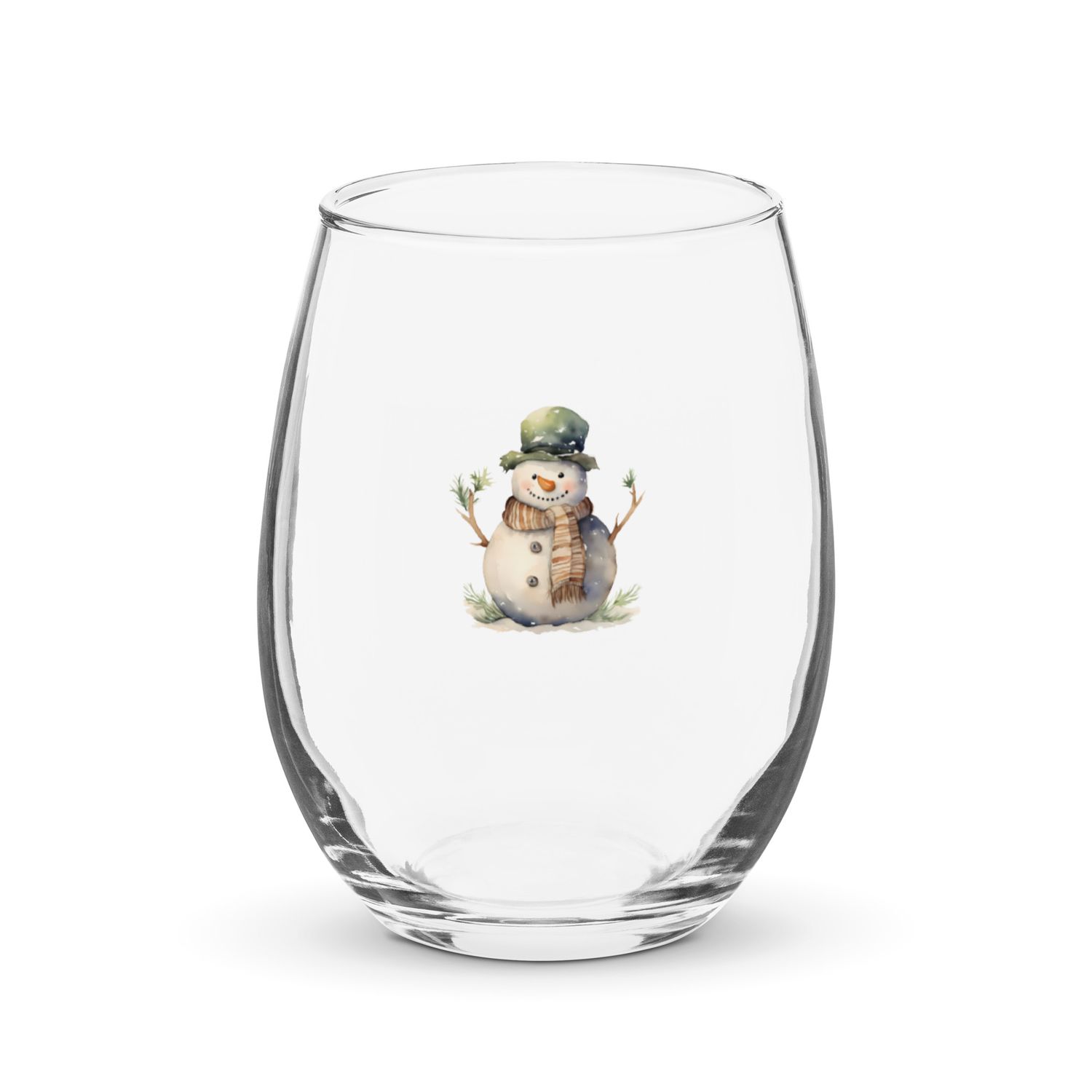Christmas Snowman 3 Stemless Wine Glass