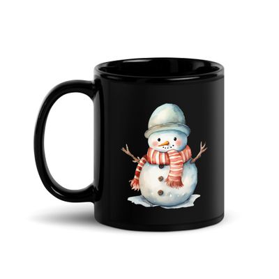Christmas Snowman 4 Black Coffee Mug