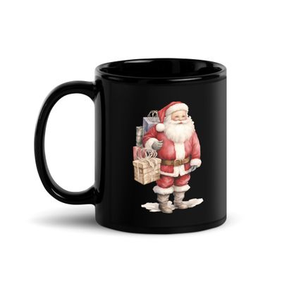 Santa Claus 7 Black Coffee Mug
