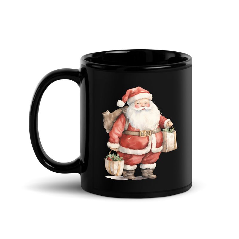 Santa Claus 10 Black Coffee Mug