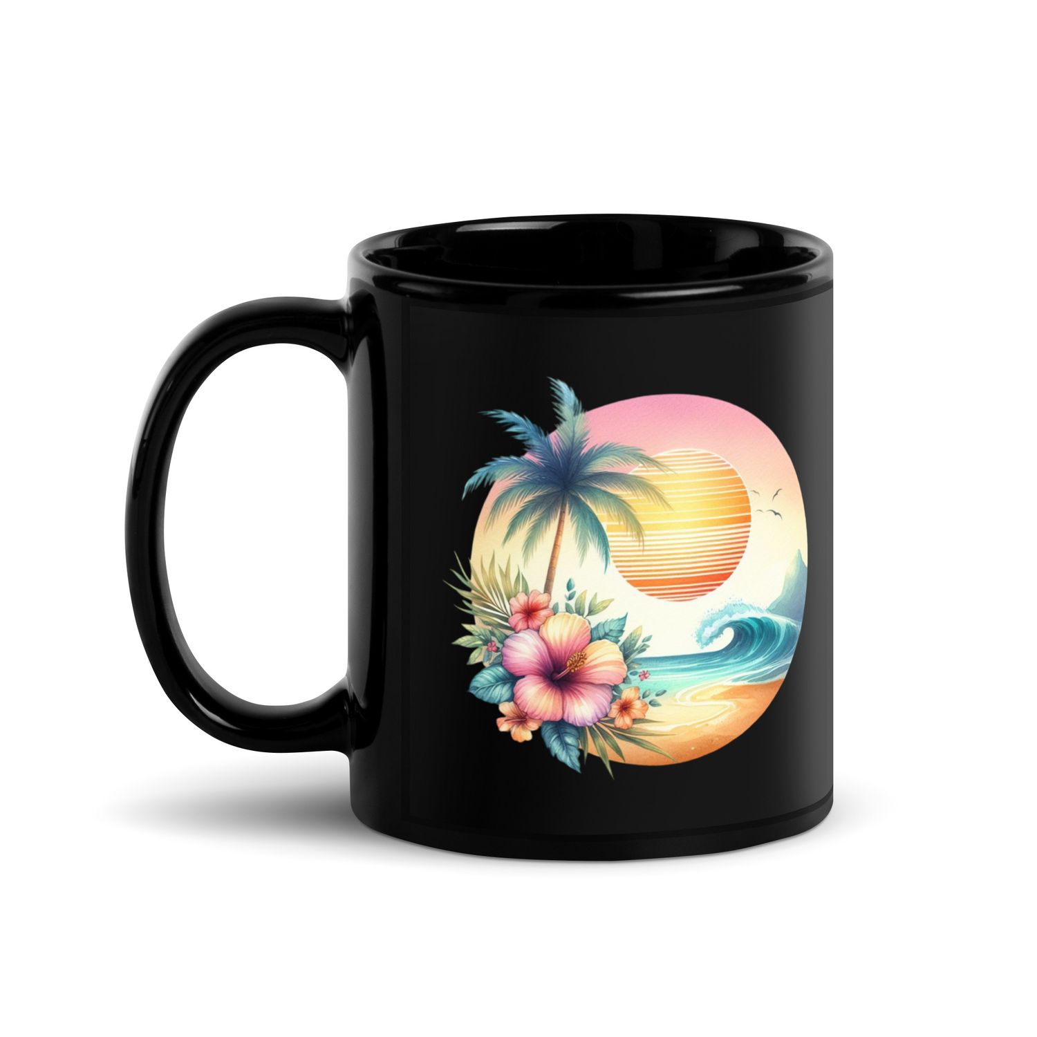 Summer Vacation Vibes (1) Black Coffee Mug