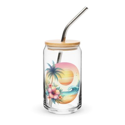 Summer Vacation Vibes (1) Can-Shaped Glass